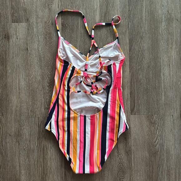 Aerie Multicolor Stripe Full Coverage One Piece Swimsuit Medium - Picture 3 of 3
